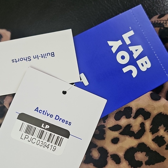 JoyLab Women's Knit Squareneck Slit Active Dress Leopard Print Built-in Shorts S - Picture 6 of 7